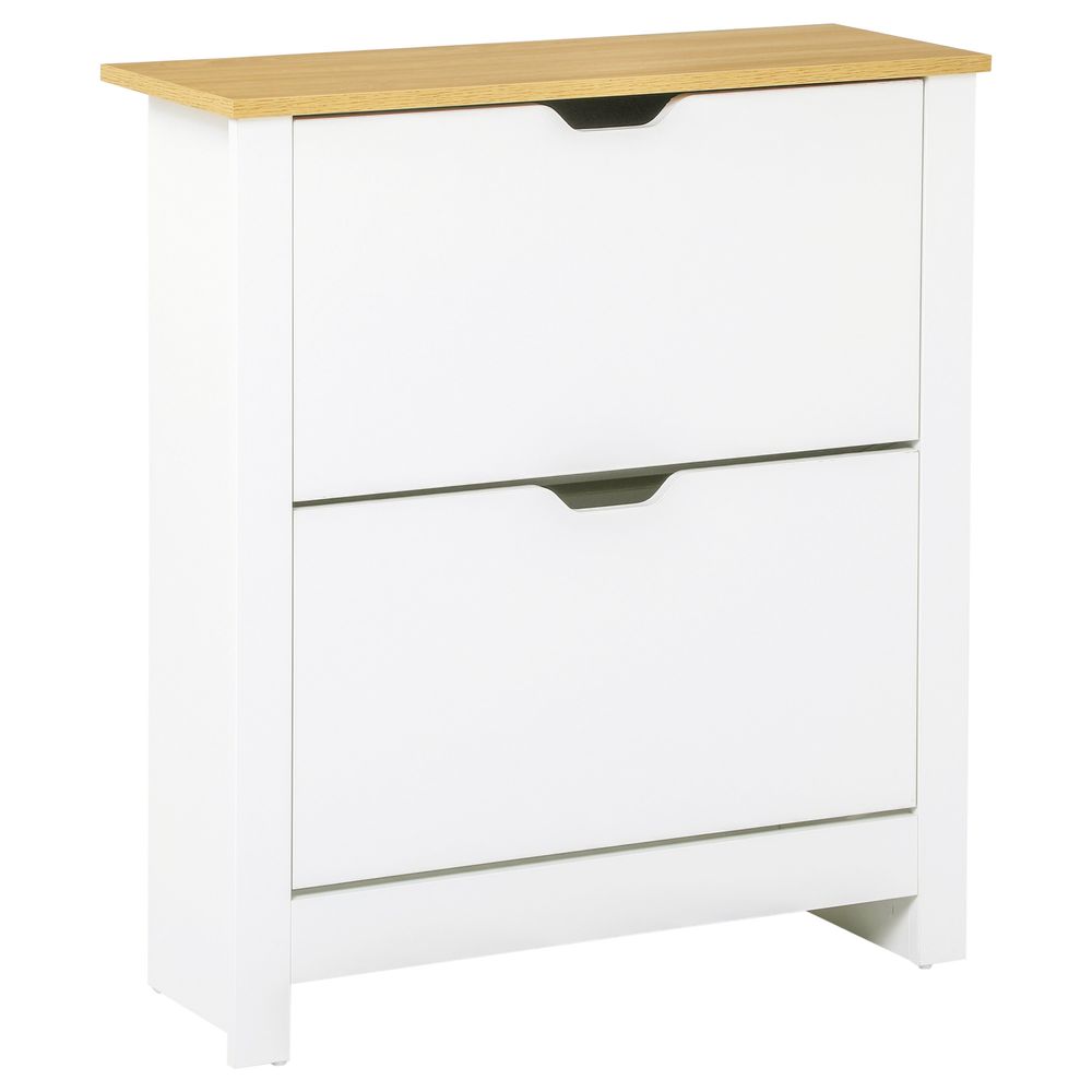 12-Shoe Storage Cabinet 4 Shelves 2 Drawers Tabletop 4 Legs White-Seasons Home Store