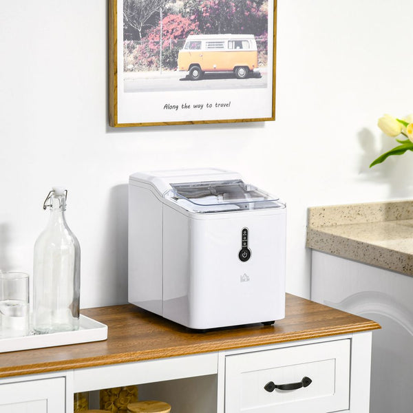 12kg Ice Maker Machine Counter Top Home Drink Equipment w/ Basket White-Seasons Home Store