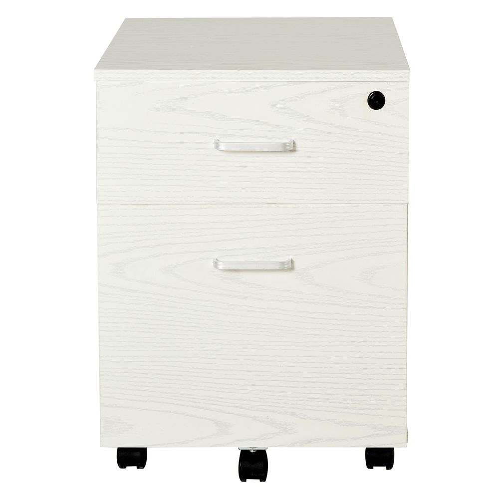 2-Drawer Locking Office Filing Cabinet 5 Wheels Rolling Storage White Vinsetto-Seasons Home Store