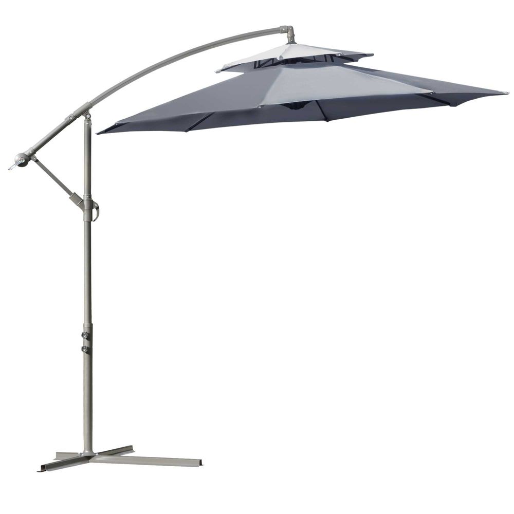 2.7m Garden Banana Parasol Cantilever Umbrella Handle, Dark Grey-Seasons Home Store