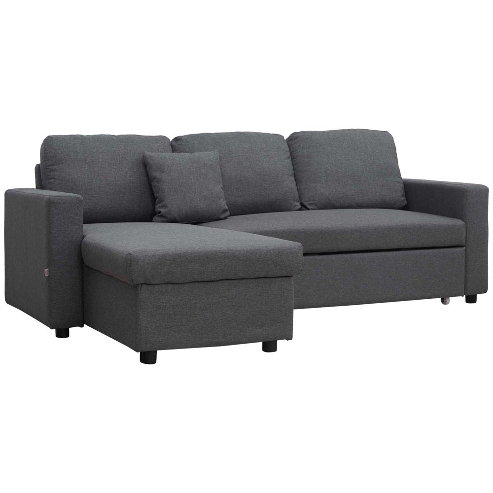 3 Seater Corner Sofa Bed w/ Storage Chaise Lounge L Couches for Living Room Grey-Sofas-Seasons Home Store