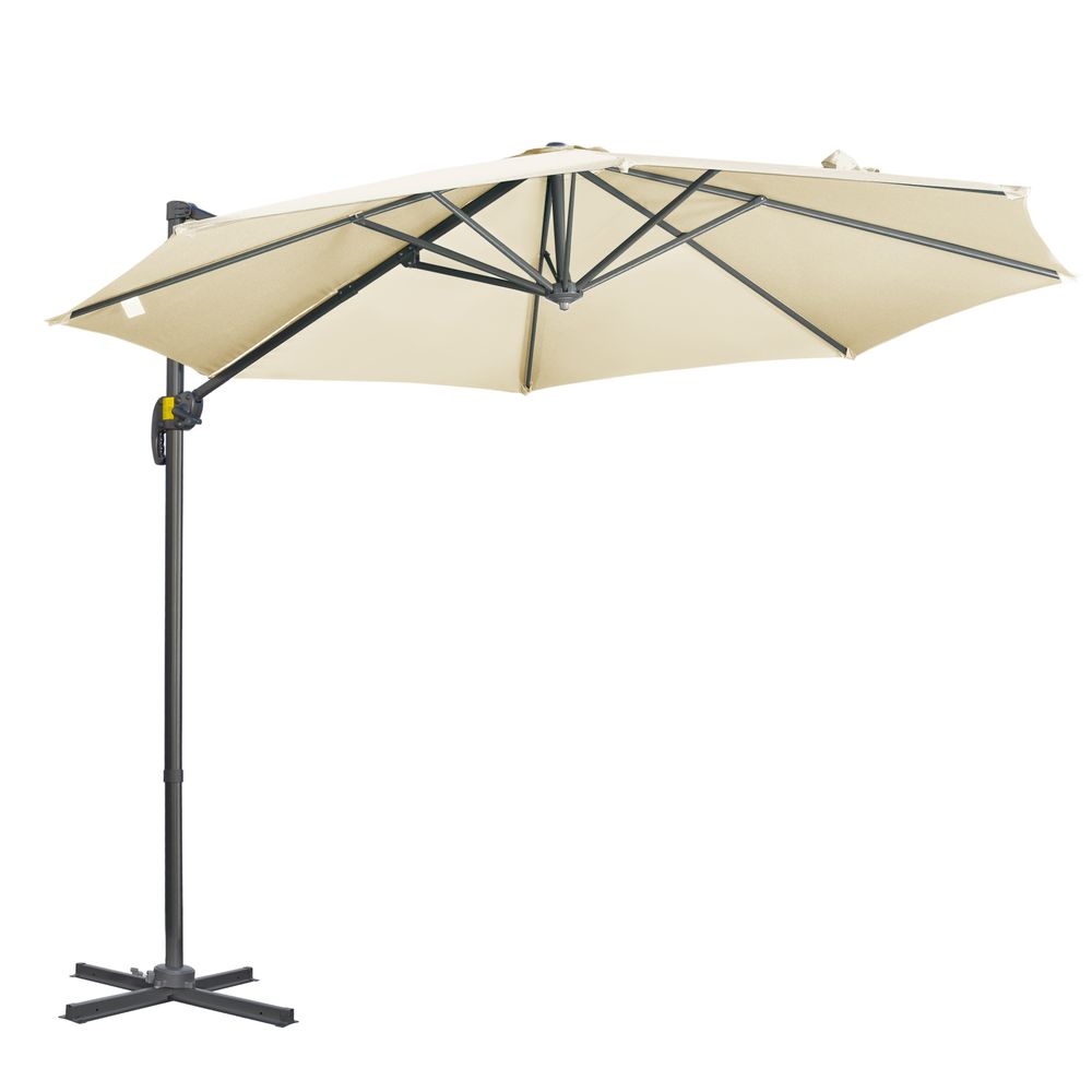 3 x 3(m) Cantilever Parasol Garden Umbrella with Cross Base White-Seasons Home Store