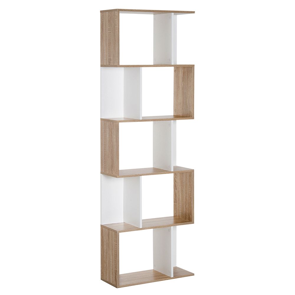 5-tier Display Shelving Storage Bookcase S Shape design Unit Natural-Seasons Home Store