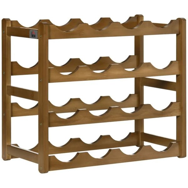 Bamboo Wine Rack 16 Bottles, 4-tier Display Storage Shelves for Countertop-Seasons Home Store