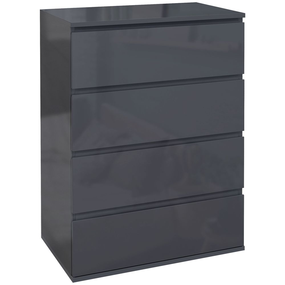 Bedroom Chest of Drawers, High Gloss 4 Drawers Dresser, Drawer Unit-Seasons Home Store