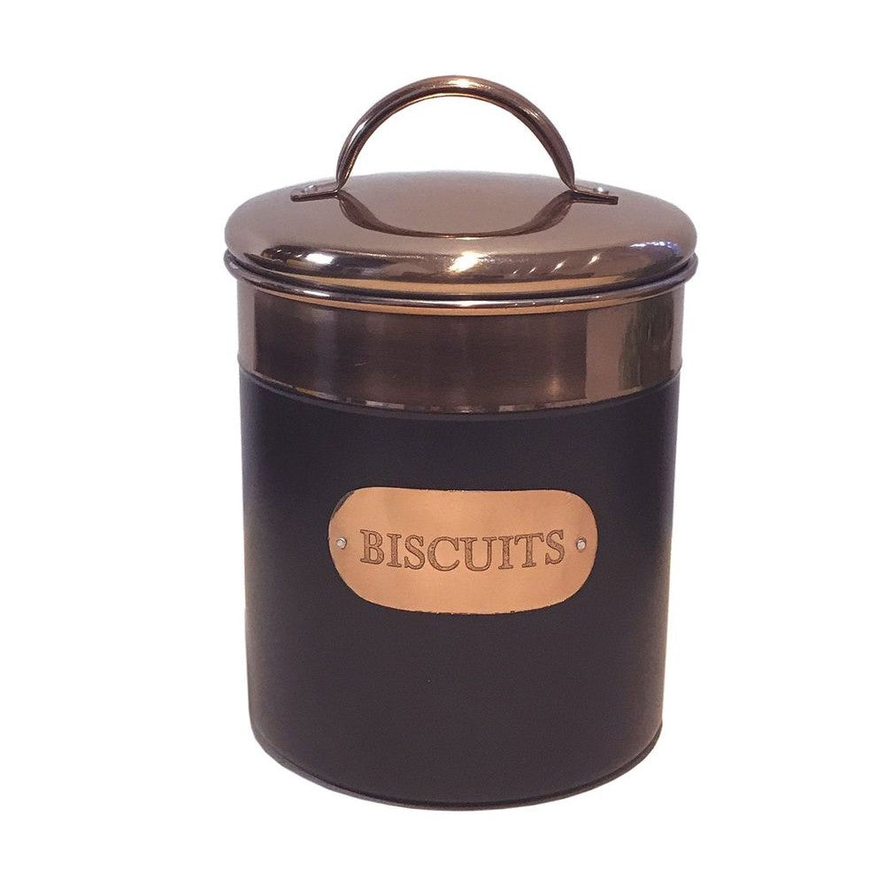 Black And Copper Biscuit Tin-Seasons Home Store