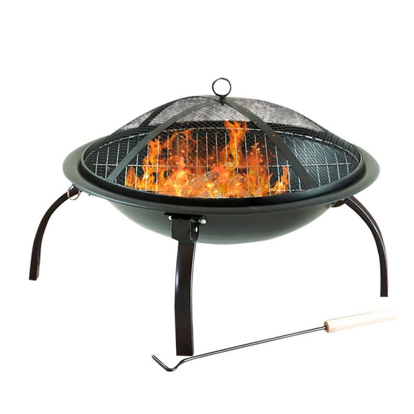 Black Garden Steel Fire Pit Outdoor Heater-Seasons Home Store