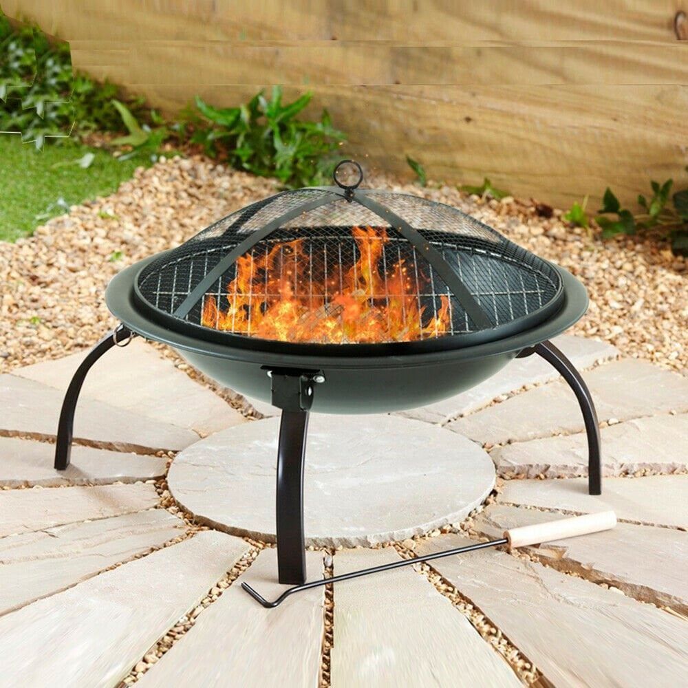 Black Garden Steel Fire Pit Outdoor Heater-Seasons Home Store