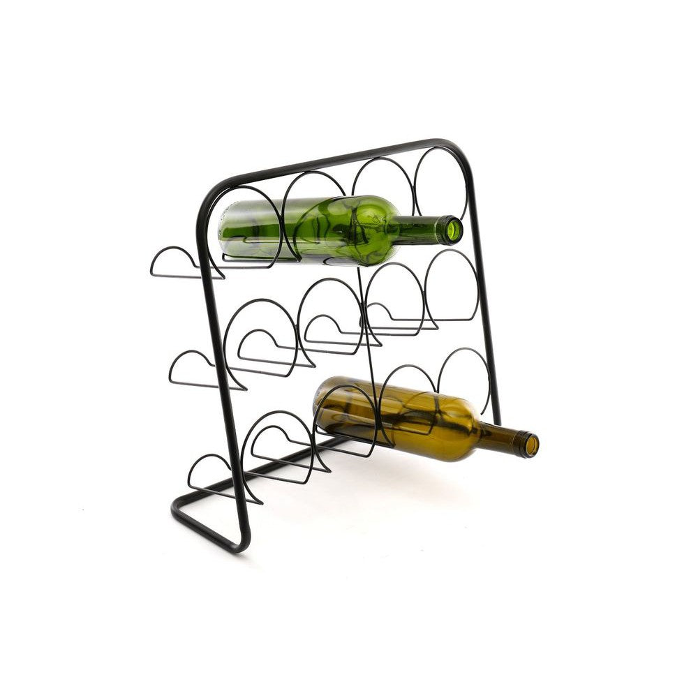 Black Metal Wire 12 Wine Bottle Holder-Seasons Home Store