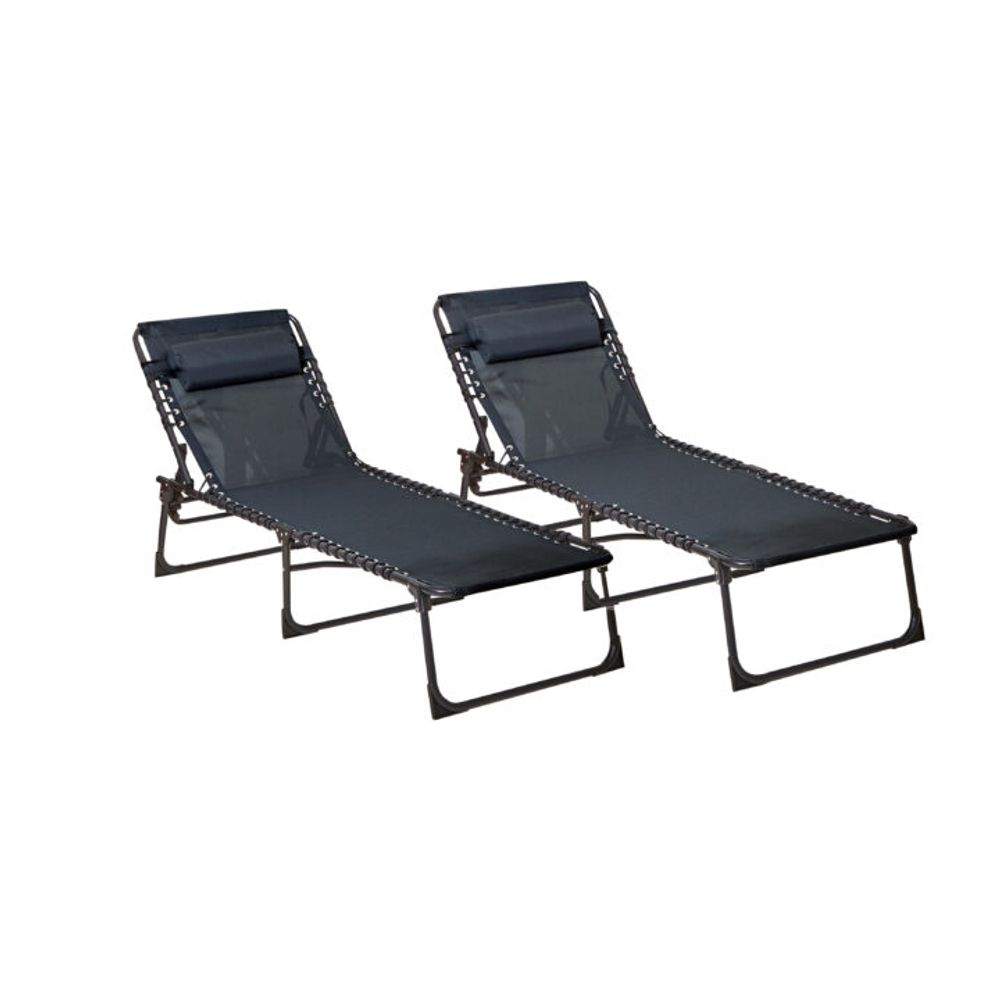 Black Outdoor Folding Garden Sun Lounger-Seasons Home Store