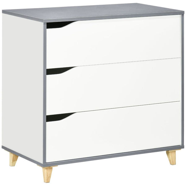 Chest of Drawers 3-Drawer Dresser Storage Cabinet with Solid Wood Legs White-Seasons Home Store