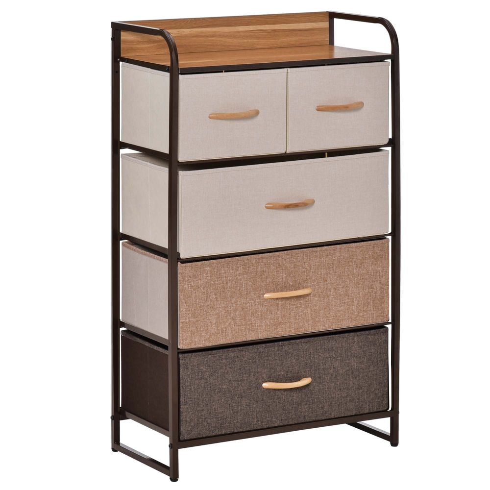 Closet Dresser, Dresser Tower With 5 Linen Fabric Drawers Steel Frame-Seasons Home Store