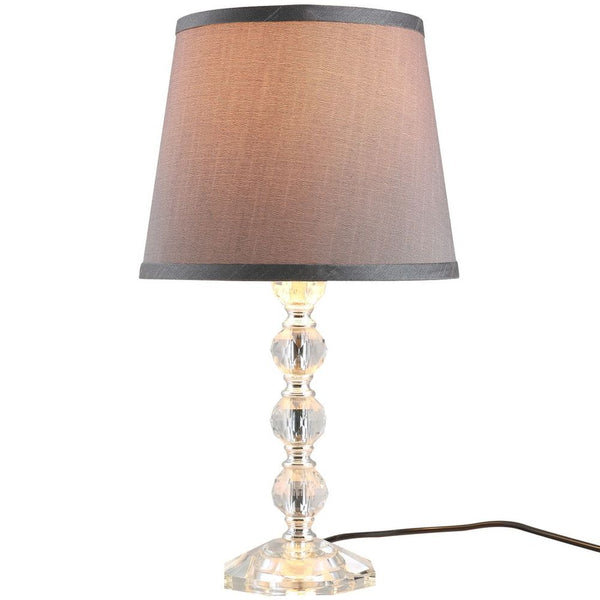 Crystallite Table Lamp w/ Fabric Lampshade Switch Beautiful Glass Elegant-Seasons Home Store