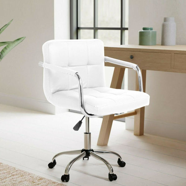 Cushioned Faux Leather Office Chair with Chrome Legs-Seasons Home Store