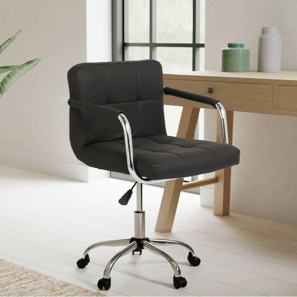 Cushioned Faux Leather Office Chair with Chrome Legs-Seasons Home Store