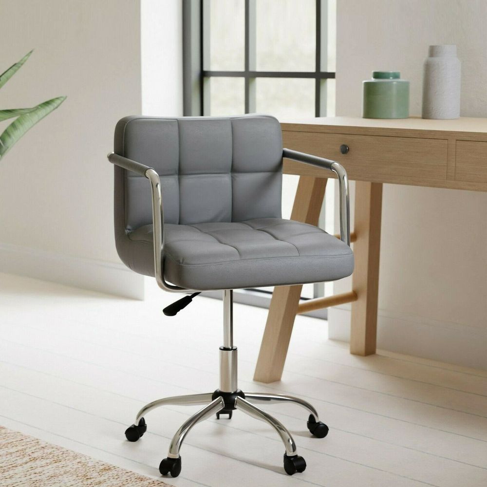 Cushioned Faux Leather Office Chair with Chrome Legs-Seasons Home Store