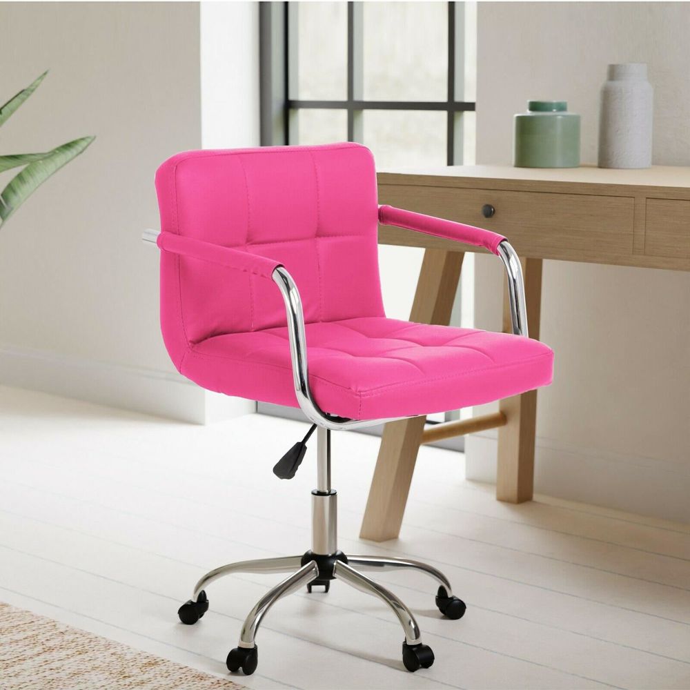 Cushioned Faux Leather Office Chair with Chrome Legs-Seasons Home Store