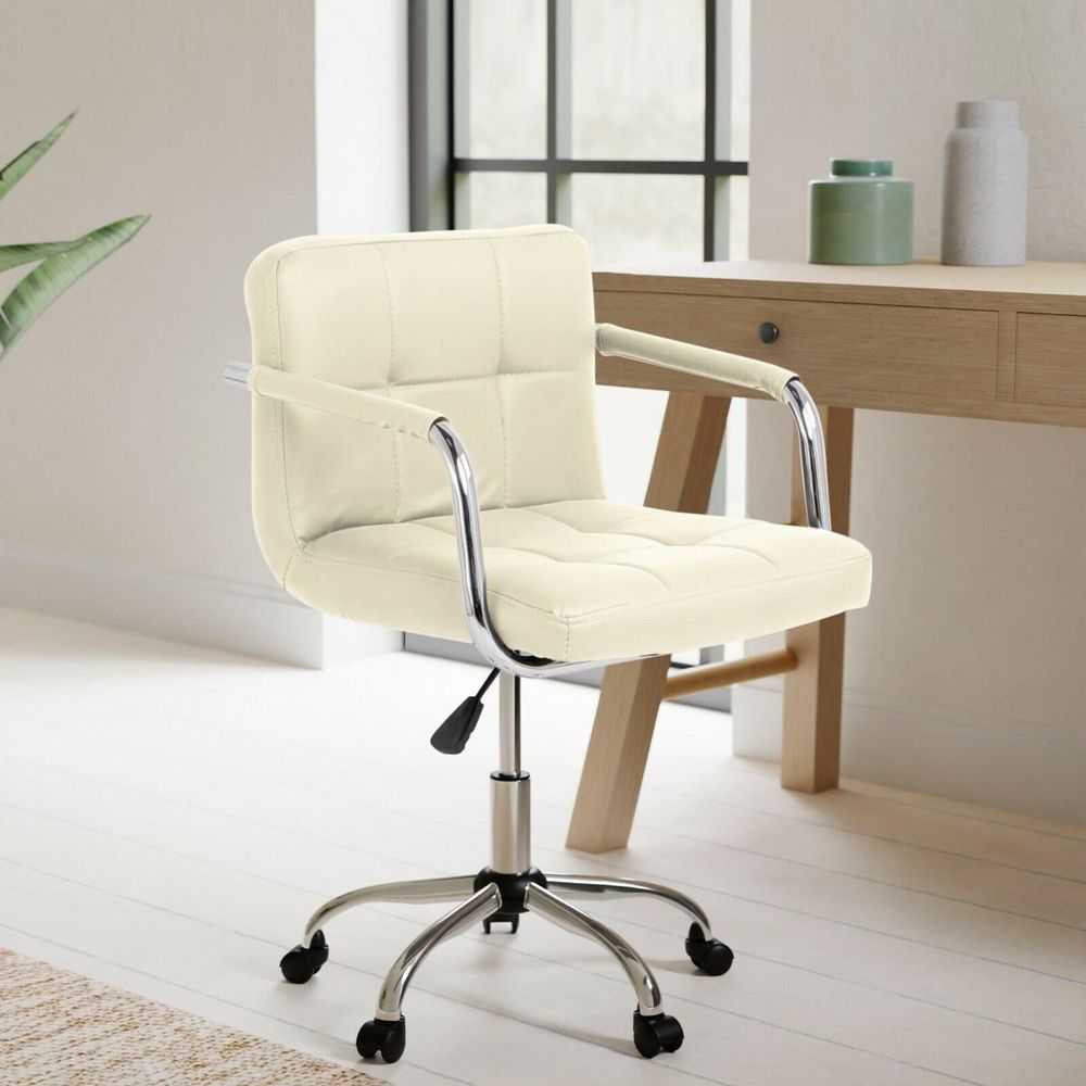 Cushioned Faux Leather Office Chair with Chrome Legs-Seasons Home Store