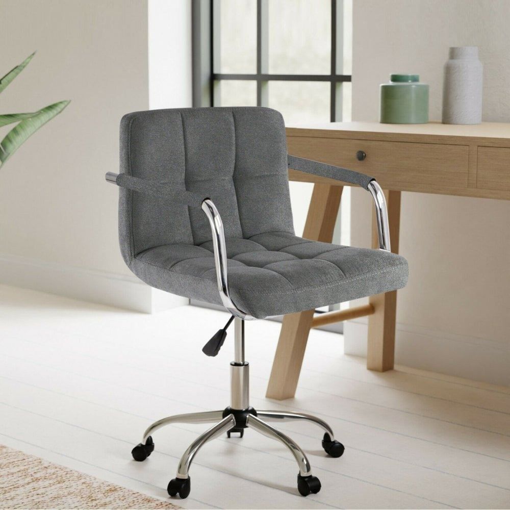 Cushioned Faux Leather Office Chair with Chrome Legs-Seasons Home Store