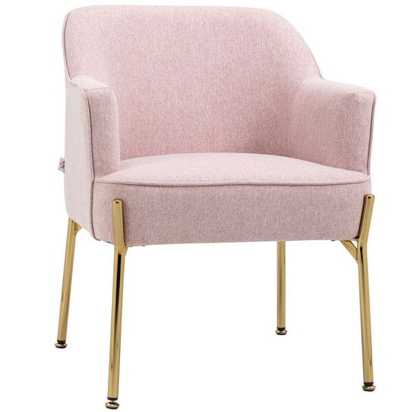 Fabric Armchair Accent Chair w/ Metal Legs for Living Room Bedroom Pink-Seasons Home Store