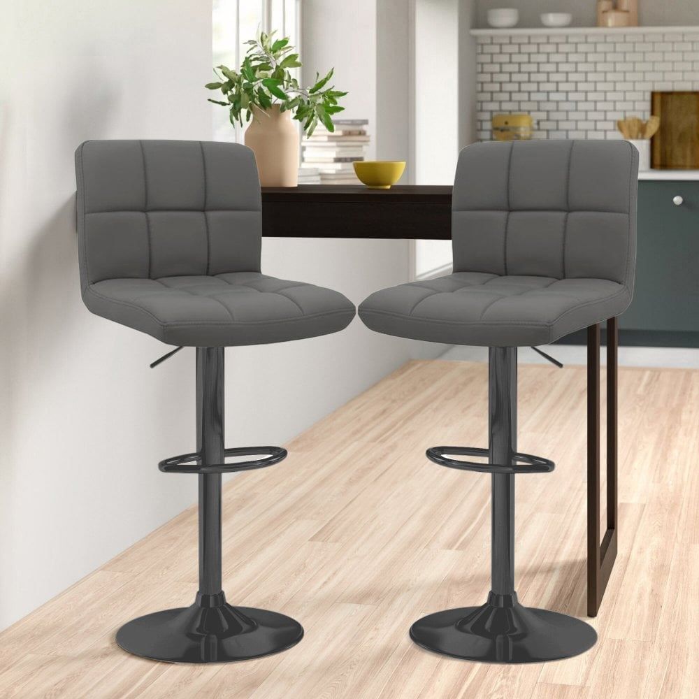 Faux Leather Bar Stool with Matt Black Leg-Seasons Home Store