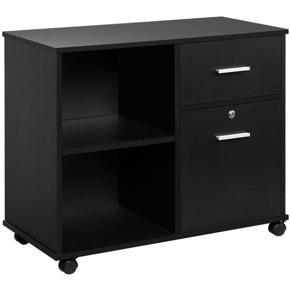 Filing Cabinet Mobile Printer Stand Drawer for A4 Size Files, Black Vinsetto-Seasons Home Store