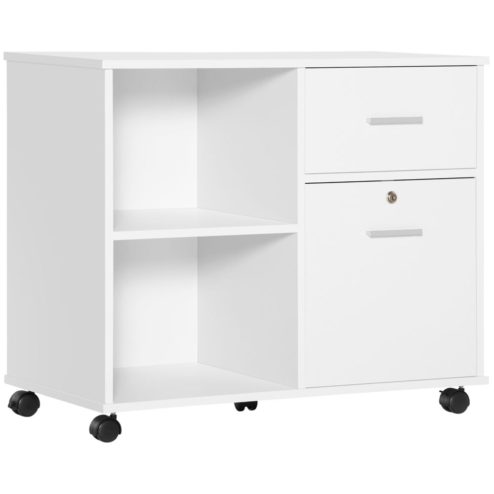 Filing Cabinet Mobile Printer Stand Drawer for A4 Size Files, White Vinsetto-Seasons Home Store