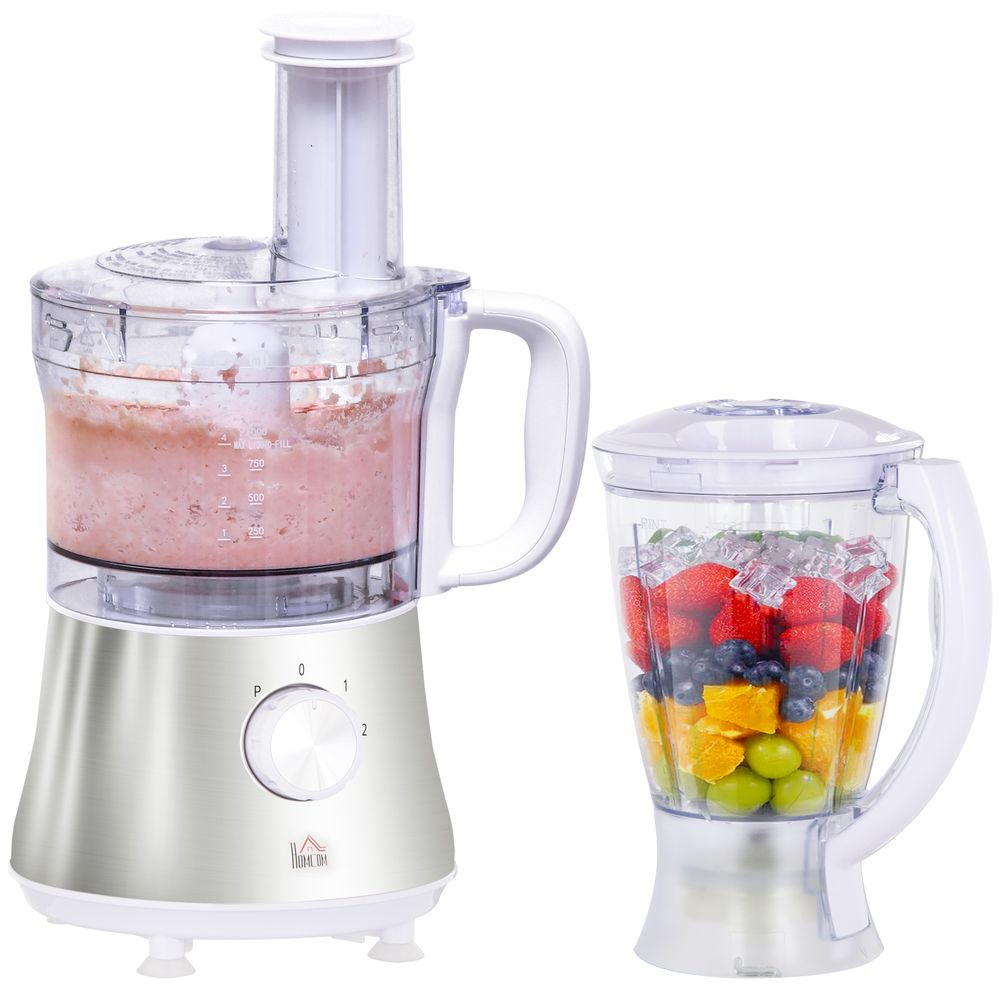 Food Processor w/1L Bowl 1.5L Blender Blades Slicing Grating Discs 500W-Seasons Home Store