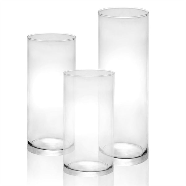 Glass Candle Cylinders - Set of 3-Seasons Home Store