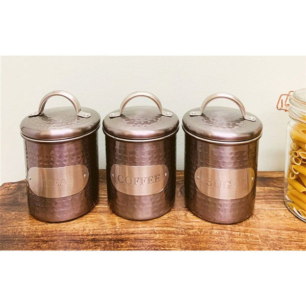 Grey Stainless Steel Tea, Coffee & Sugar, Tins-Seasons Home Store