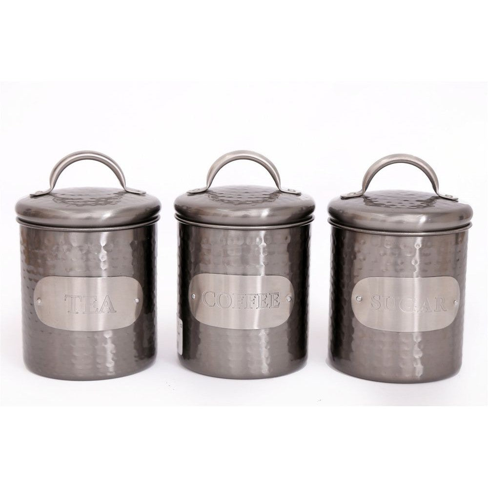 Grey Stainless Steel Tea, Coffee & Sugar, Tins-Seasons Home Store