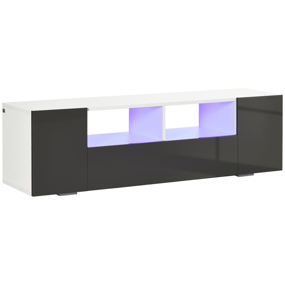 High Gloss TV Stand Cabinet for TVs up to 60" with LED Light and Storage-Seasons Home Store