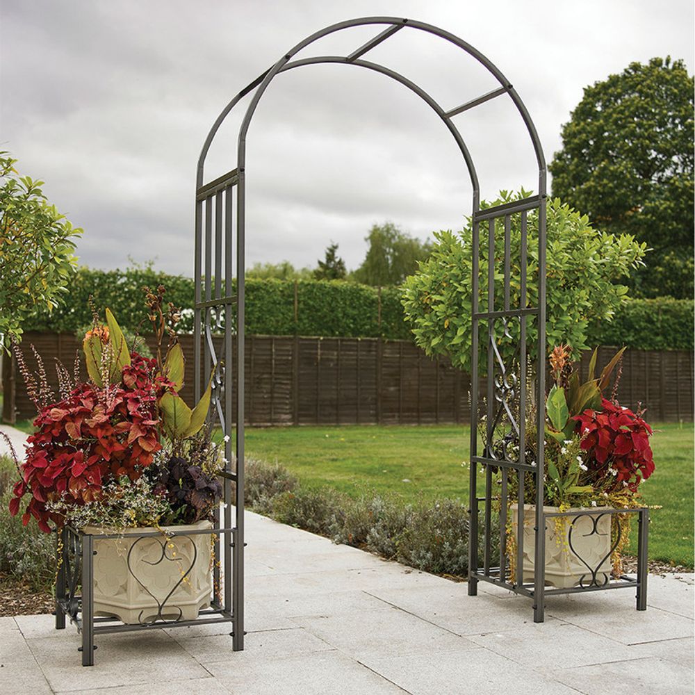 Huntingdon Ornamental Arch with Planters-Seasons Home Store