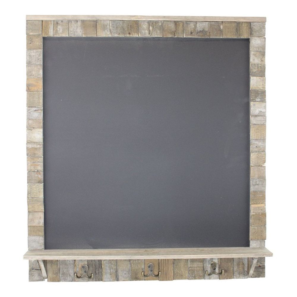 Large Blackboard with Driftwod Effect Surround, Shelf and 3 Double Hooks-Seasons Home Store