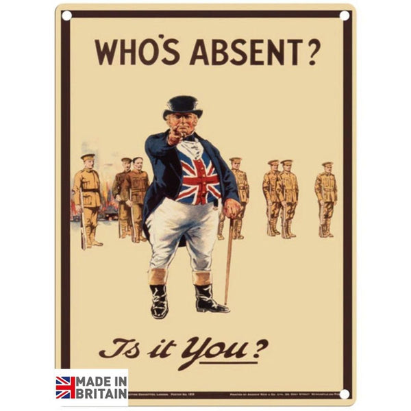 Large Metal Sign 60 x 49.5cm Funny Who's Absent-Seasons Home Store