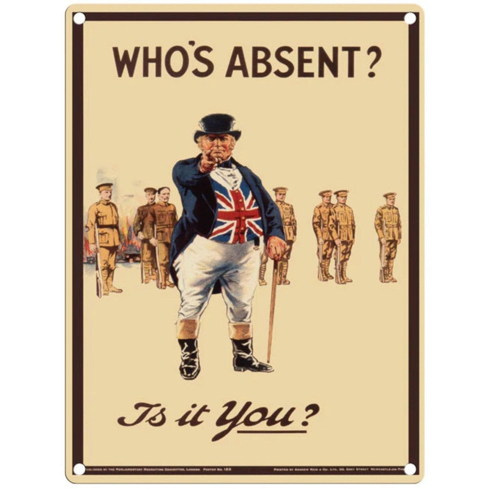 Large Metal Sign 60 x 49.5cm Funny Who's Absent-Seasons Home Store