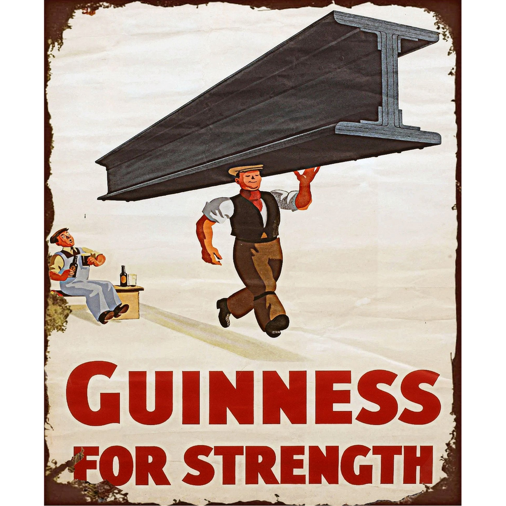 Large Metal Sign 60 x 49.5cm Guinness Beer Advert Girder-Seasons Home Store