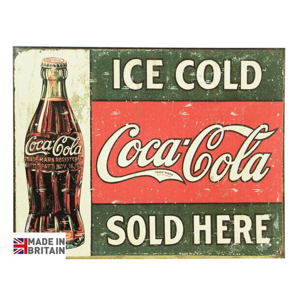 Large Metal Sign 60 x 49.5cm Ice Cold Coca Cola-Seasons Home Store