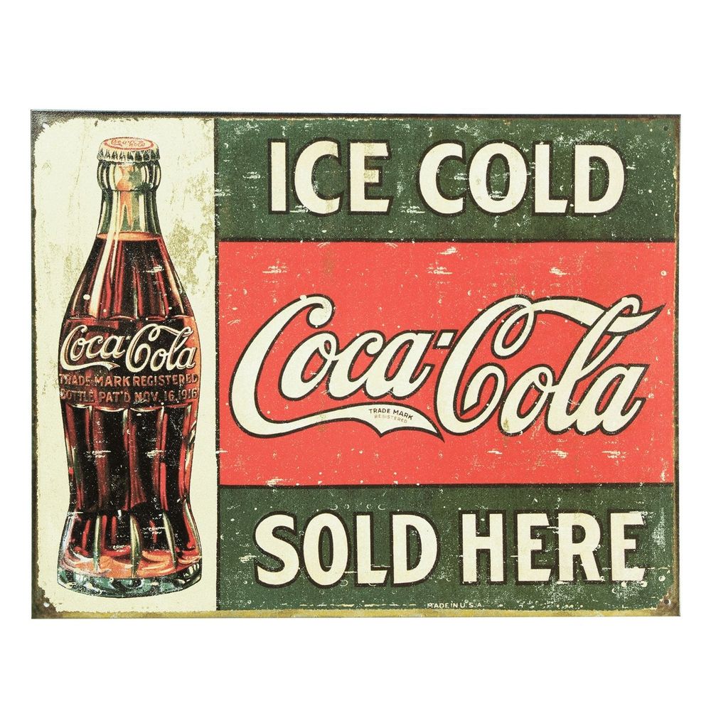 Large Metal Sign 60 x 49.5cm Ice Cold Coca Cola-Seasons Home Store