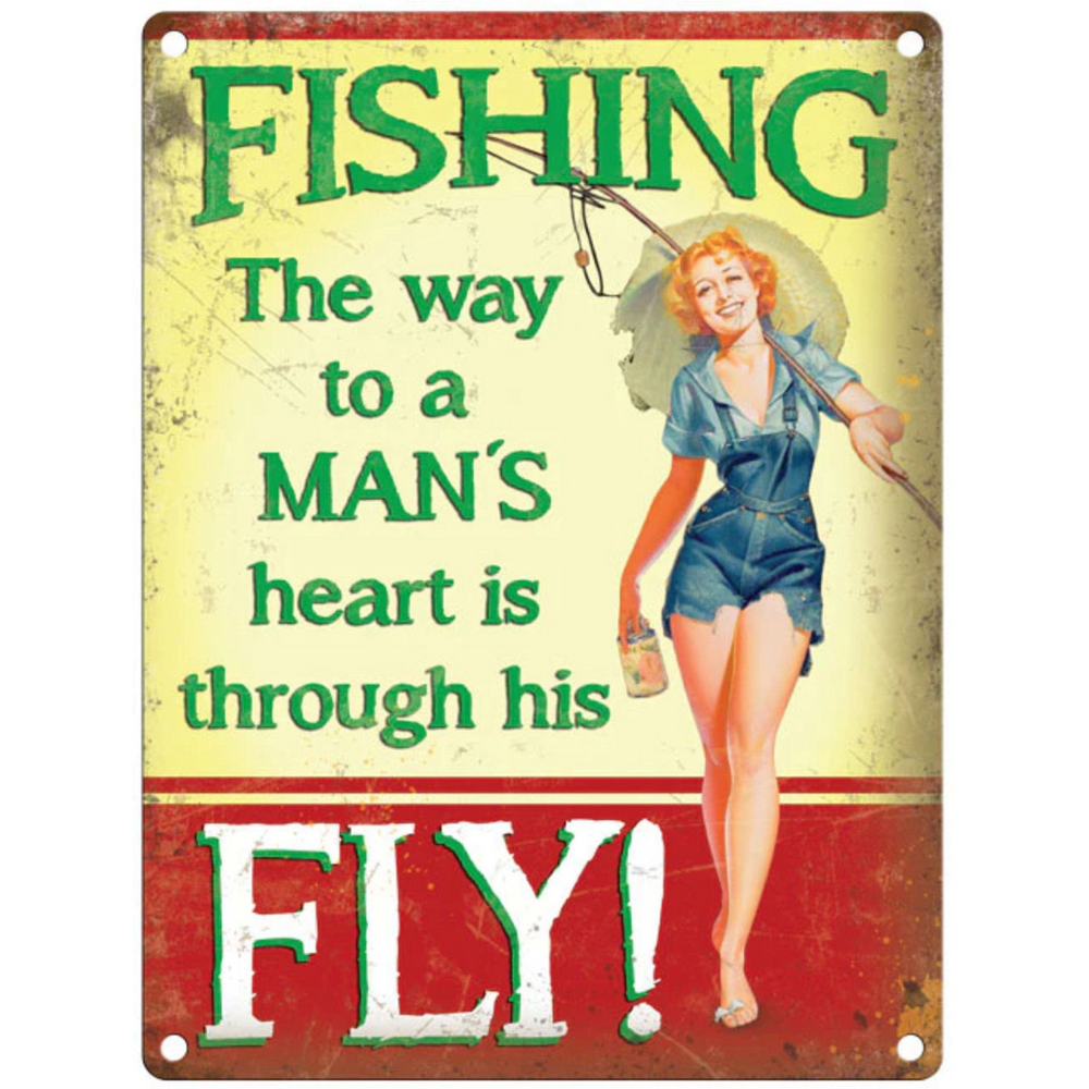 Large Metal Sign 60 x 49.5cm Vintage Retro Fishing Way-Seasons Home Store