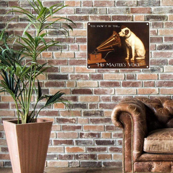 Large Metal Sign 60 x 49.5cm Vintage Retro His Master's Voice-Seasons Home Store