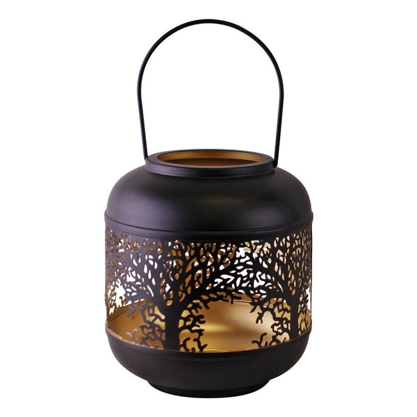 Large Tree Of Life Cutout Design Black Candle Lantern-Seasons Home Store