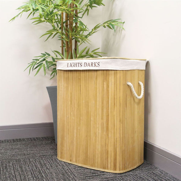 Light & Dark Bamboo Laundry Hamper Basket | M&W-Seasons Home Store