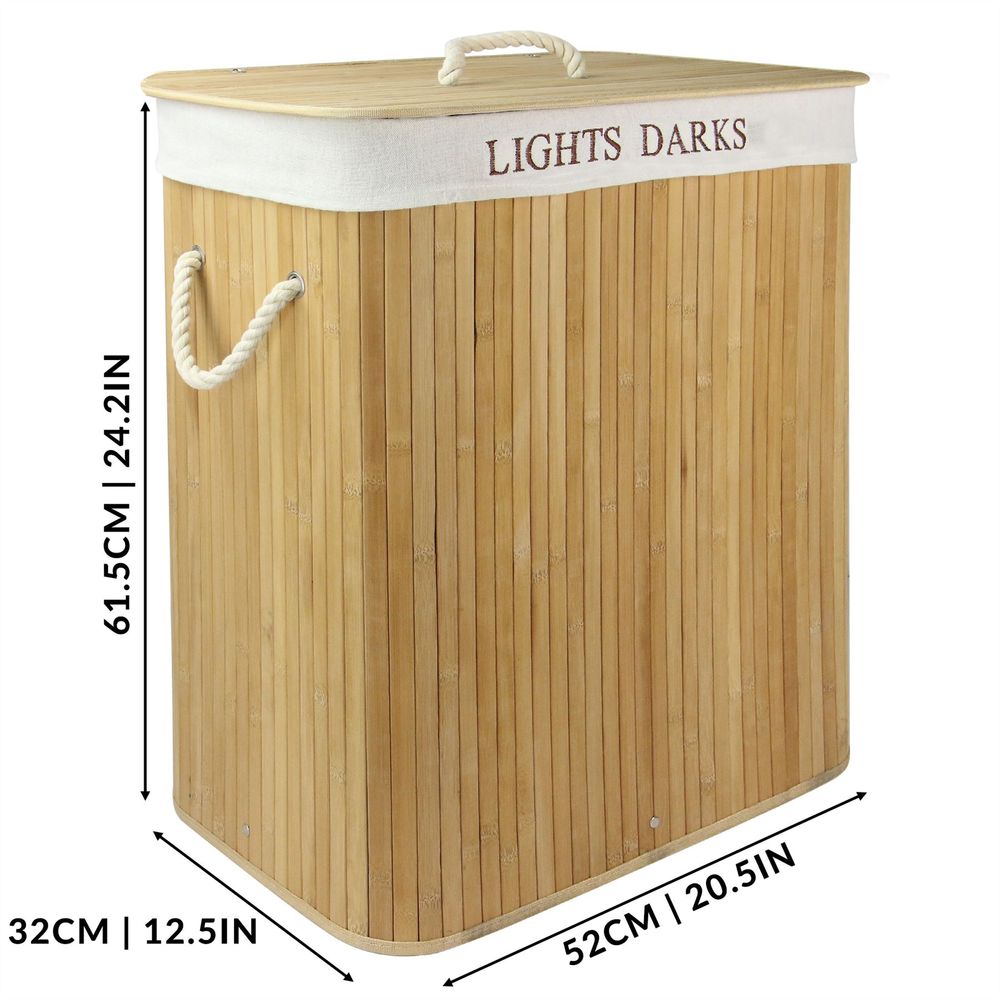 Light & Dark Bamboo Laundry Hamper Basket | M&W-Seasons Home Store