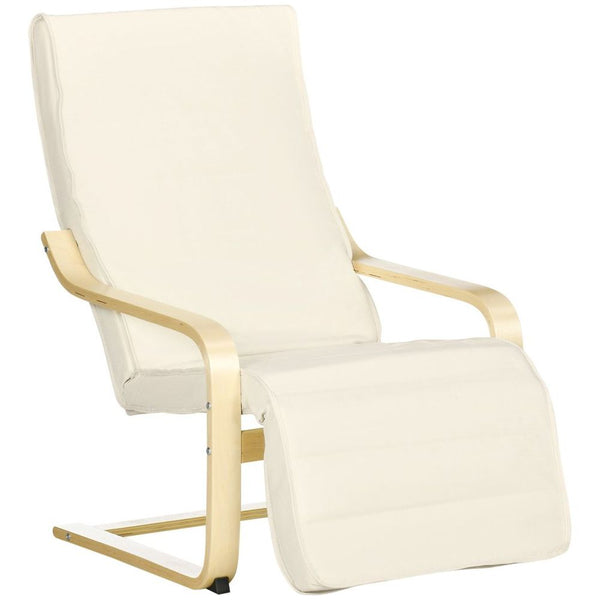 Lounge Chair Recliner Adjustable Footrest Home Cream White-Seasons Home Store