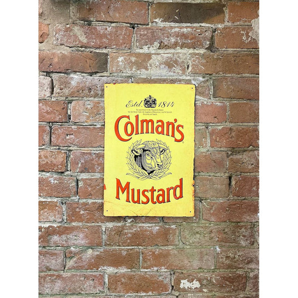 Metal Advertising Wall Sign - Colemans Mustard Yellow-Seasons Home Store