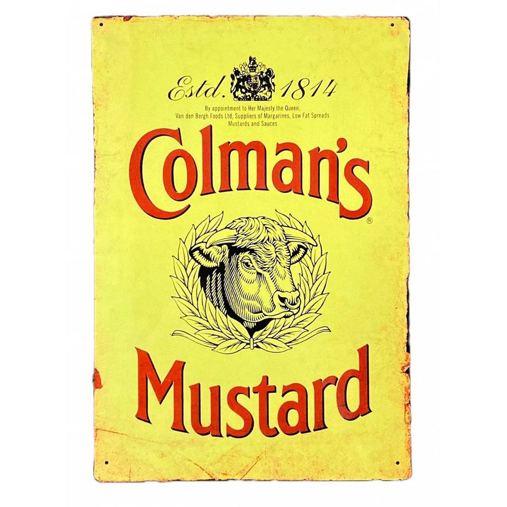 Metal Advertising Wall Sign - Colemans Mustard Yellow-Seasons Home Store