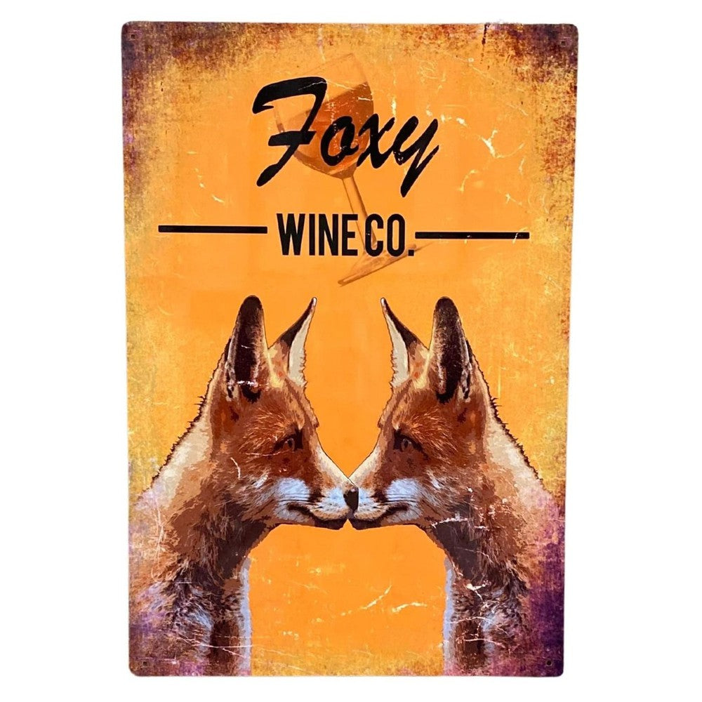 Metal Advertising Wall Sign - Foxy Wine Co Brewery-Seasons Home Store