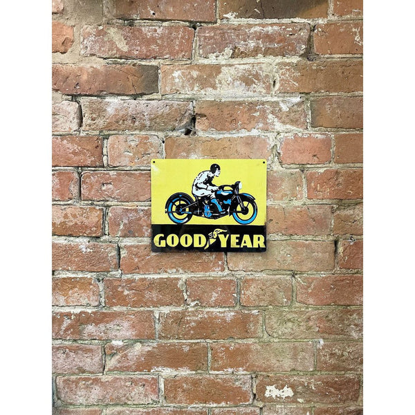 Metal Advertising Wall Sign - Good Year Tyre Motorbike-Seasons Home Store