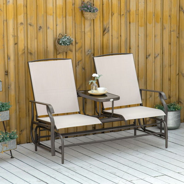 Metal Double Swing Chair Glider With Table Rocker Sun Lounger 2-Seasons Home Store